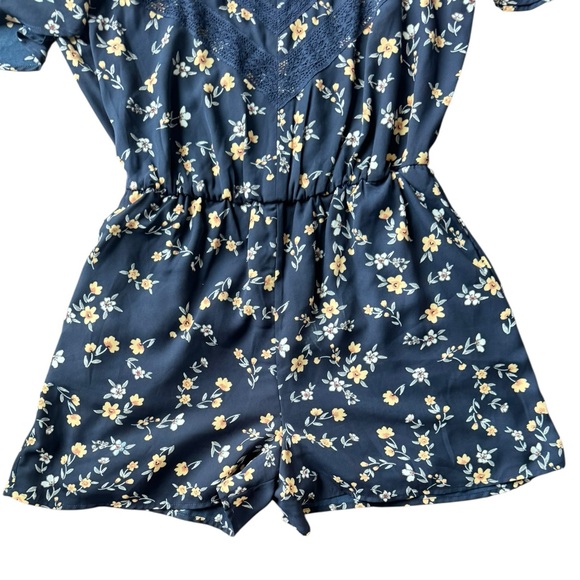 Maurices Blue and Yellow Jumpsuit with Floral Design Size M - Picture 3 of 11